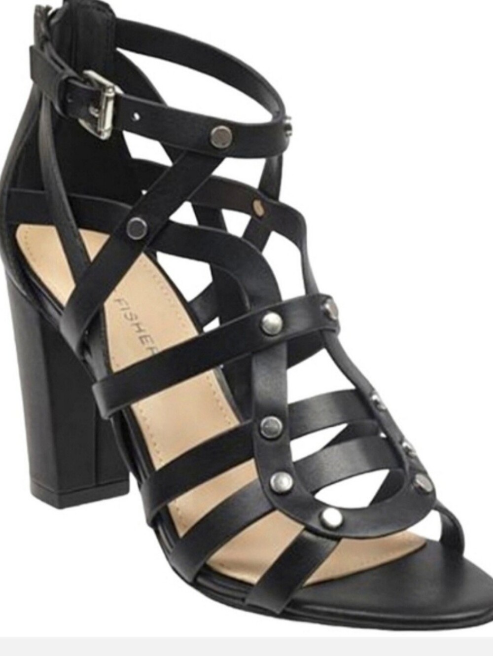 Marc Fisher Lusa Block heeled sandals Black  Size 6.5M Goth Gladiator Festival